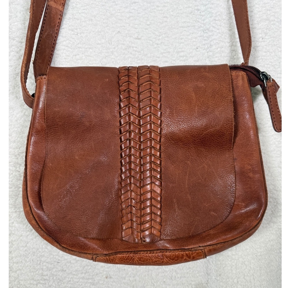Vilenca Holland Purse Brown Leather Weave Shoulder Strap Crossbody